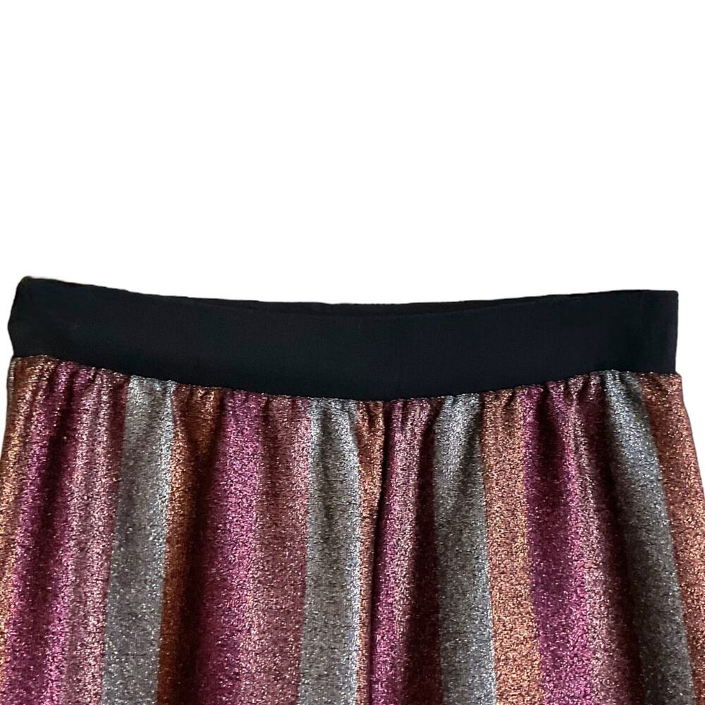 ASOS Metallic Stripe Wide Leg Pants Womens 6 Y2K Disco Glitter‎ Culotte Festival - Picture 9 of 13